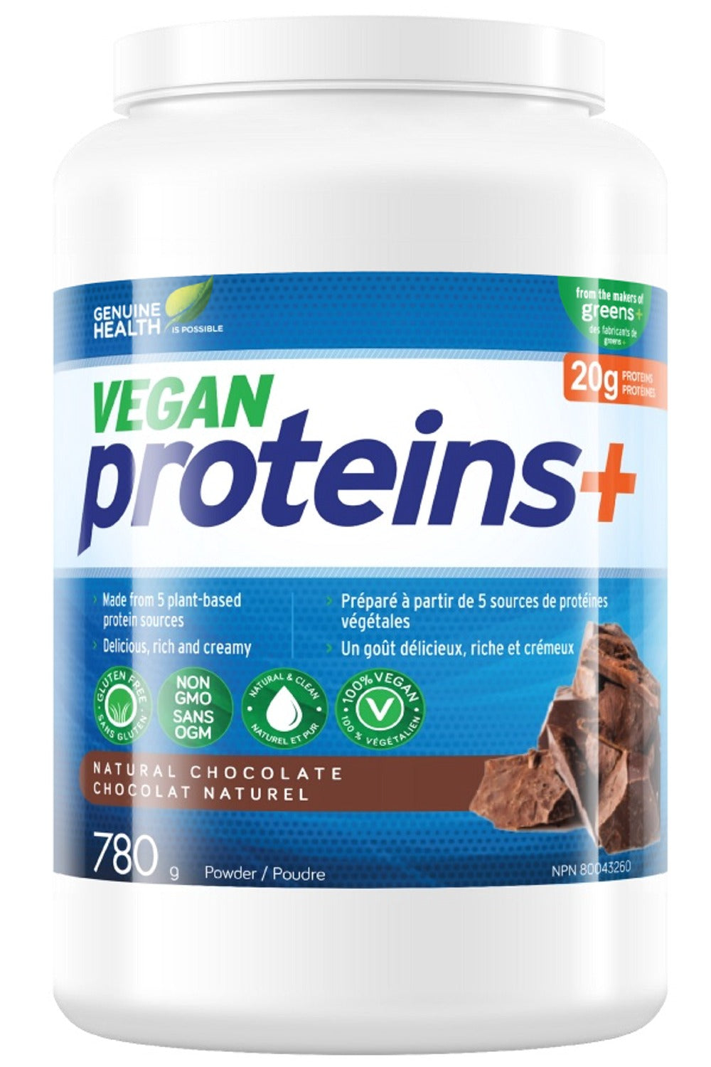 GENUINE HEALTH Vegan Proteins+ (Chocolate - 780 Gr)