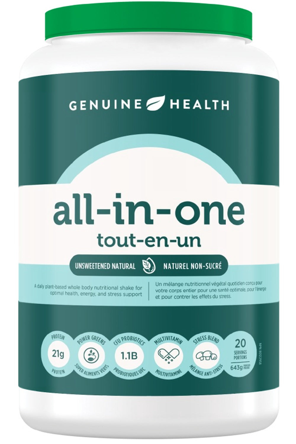 GENUINE HEALTH Fermented Vegan all-in-one (Unsweetened Natural - 20 Servings)